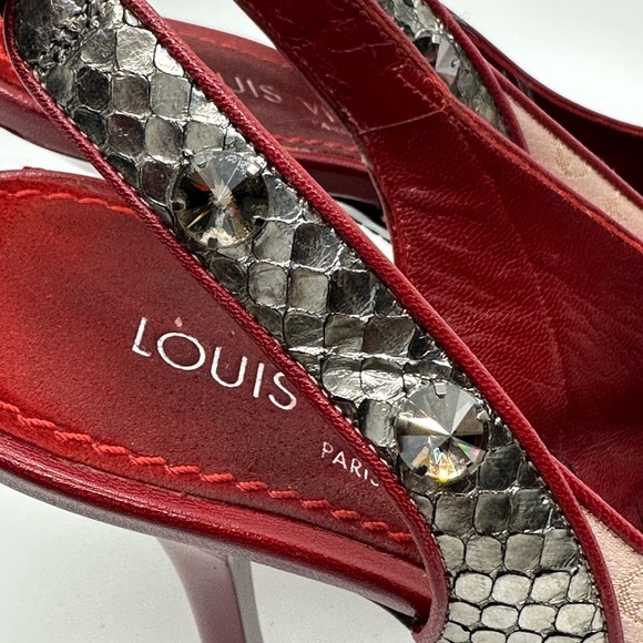 LOUIS VUITTON Satin Cherry Blossom Monogram Sandal Shoes Size 38.5 UK or 8.5 US - Picture 4 of 12